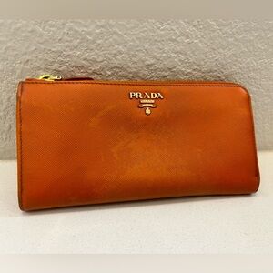 Prada long zip wallet in orange - PROJECT!